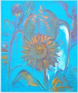 4 - Drei Sonnenblumen auf Blau, 60 x 50
