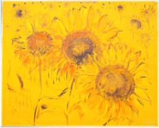 5- Drei Sonnenblumen auf Gelb, 40 x 50 