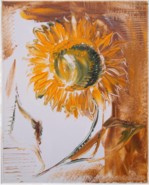 12 - Sonnenblume auf Braun und Weiß, 50 x 40 