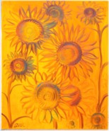 21 - Sonnenblumen auf Orange, 60 x 50